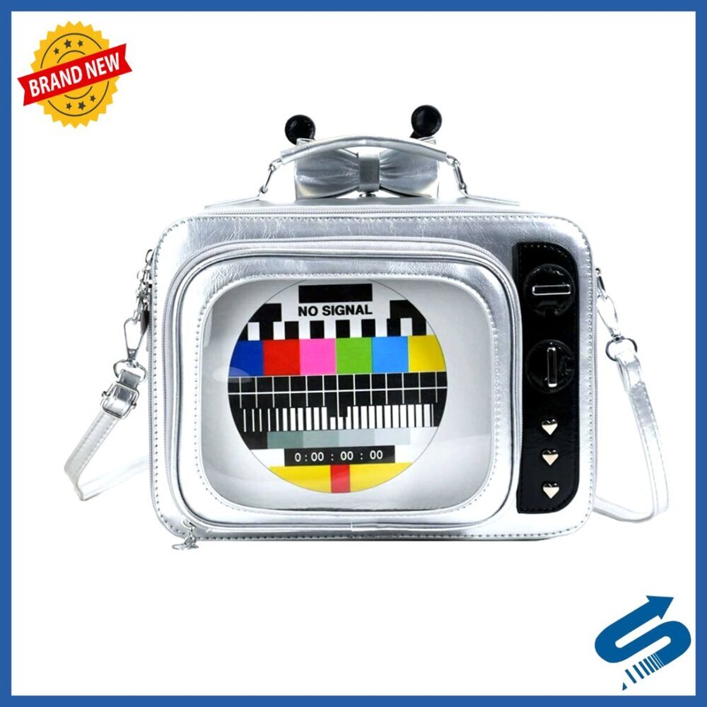 Retro TV Ita Bag Crossbody Backpack Anime Pin Display Window Adjustable Straps